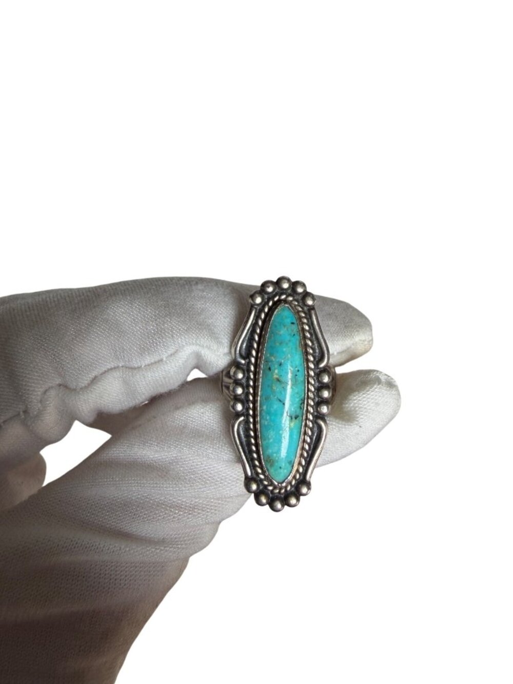 Vintage Bell Trading Post Sterling Turquoise Oval Ring 7 gr Sz 6 Southwestern - Picture 11 of 13